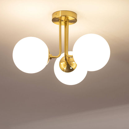 Lámpara de Techo Metal y Cristal Moonlight Brass 3 Focos