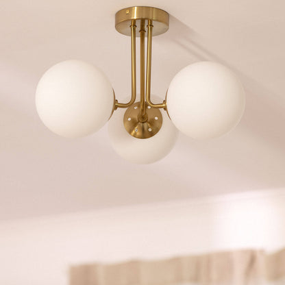 Lámpara de Techo Metal y Cristal Moonlight Brass 3 Focos