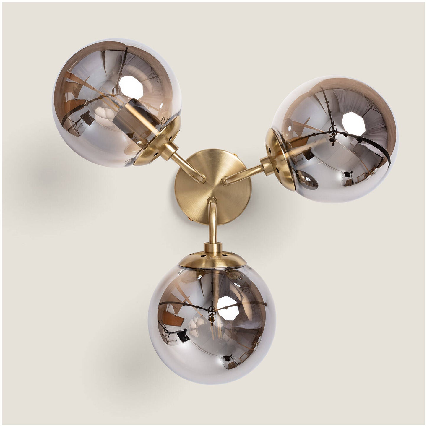 Lámpara de Techo Metal y Cristal Moonlight Brass 3 Focos
