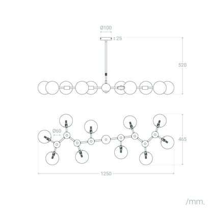 Lámpara de Techo Metal y Cristal Moonlight Brass Large 10 Focos