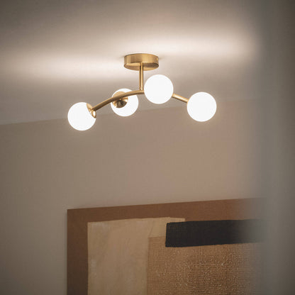 Lámpara de Techo Metal y Cristal Moonlight Brass Ovo 4 Focos
