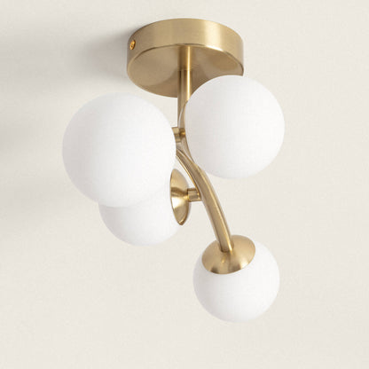 Lámpara de Techo Metal y Cristal Moonlight Brass Ovo 4 Focos
