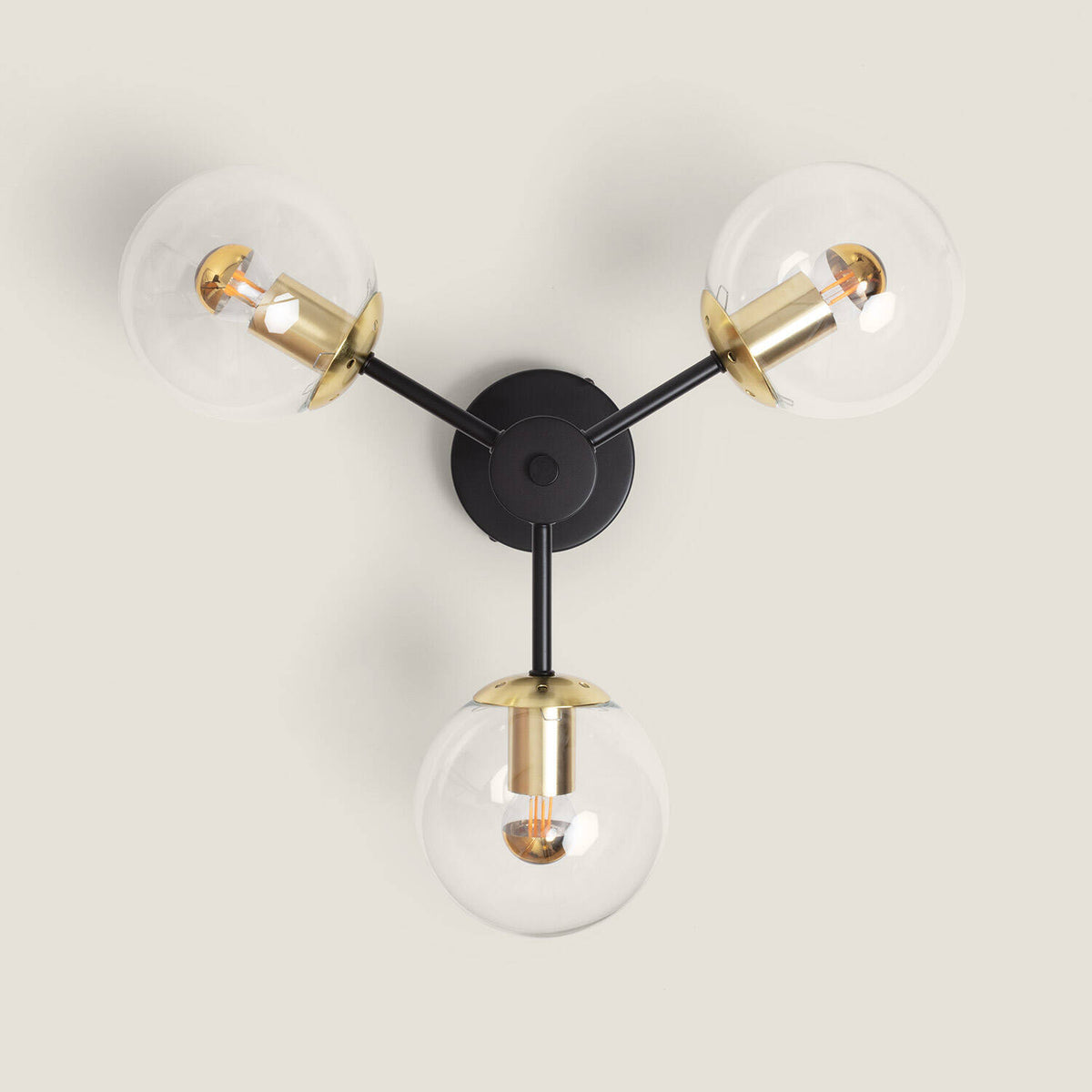 Lámpara de Techo Metal y Cristal Wassily Gold 3 Focos