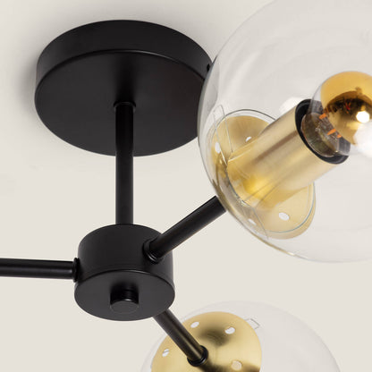 Lámpara de Techo Metal y Cristal Wassily Gold 3 Focos