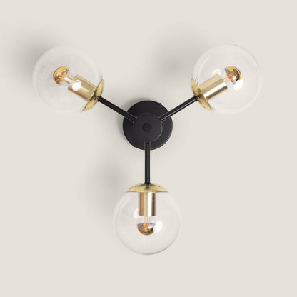 Lámpara de Techo Metal y Cristal Wassily Gold 3 Focos