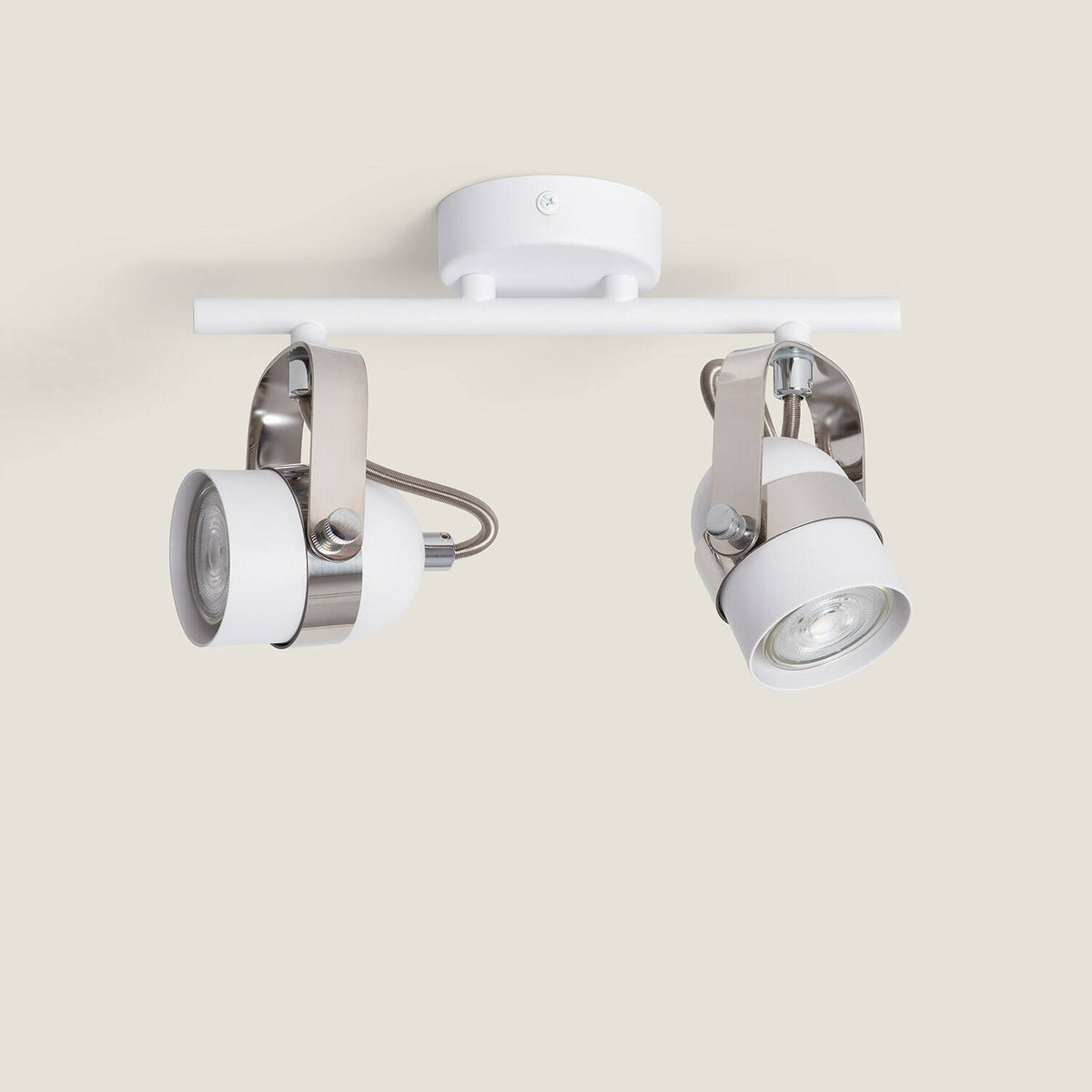 Lámpara de Techo Orientable Metal 2 Focos Blanco Sinner
