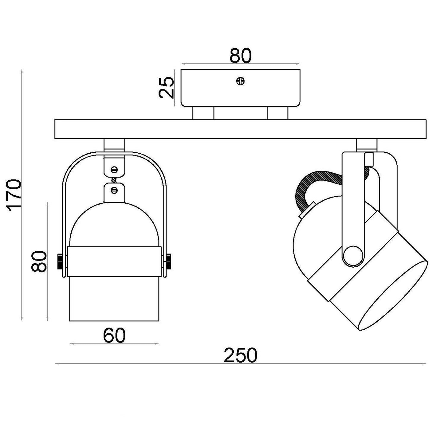 Lámpara de Techo Orientable Metal 2 Focos Blanco Sinner