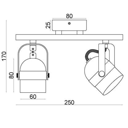 Lámpara de Techo Orientable Metal 2 Focos Blanco Sinner