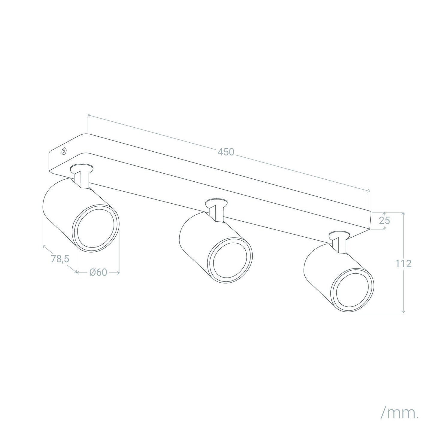 Lámpara de Techo Orientable Aluminio Cora 3 Focos Blanco