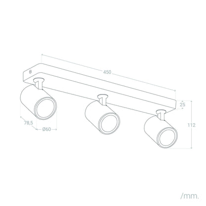 Lámpara de Techo Orientable Aluminio Cora 3 Focos Blanco