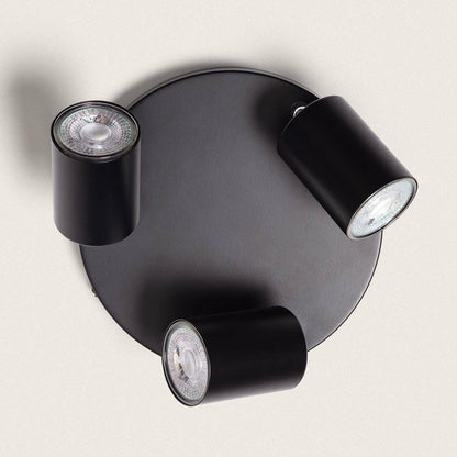 Lámpara de Techo Orientable Circular Metal 3 Focos Albus Black