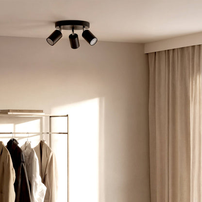 Lámpara de Techo Orientable Circular Metal 3 Focos Albus Black