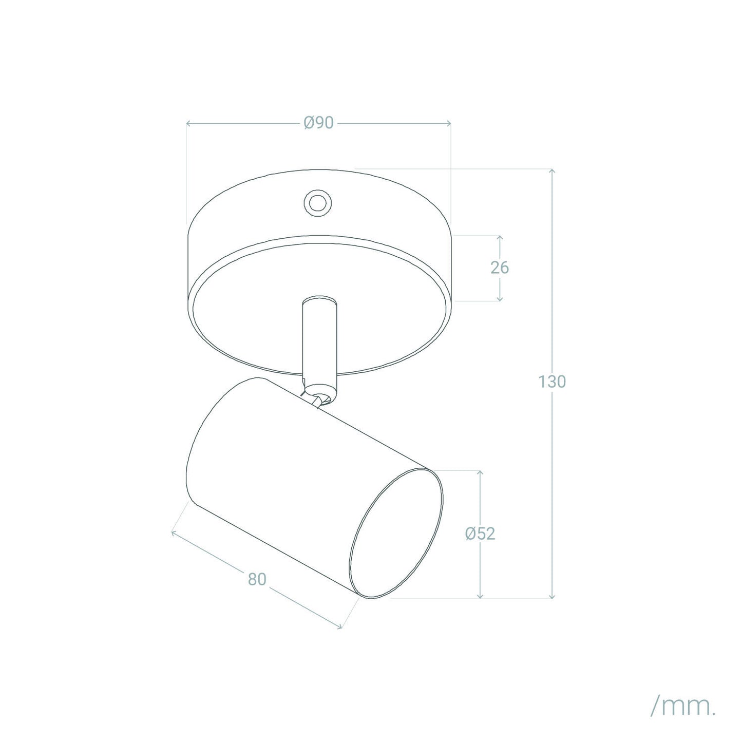 Lámpara de Techo Orientable Madera 1 Foco Olmo