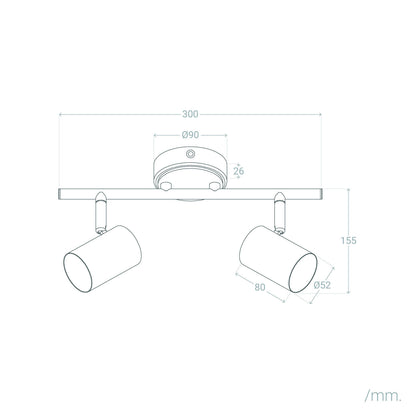 Lámpara de Techo Orientable Madera 2 Focos Olmo