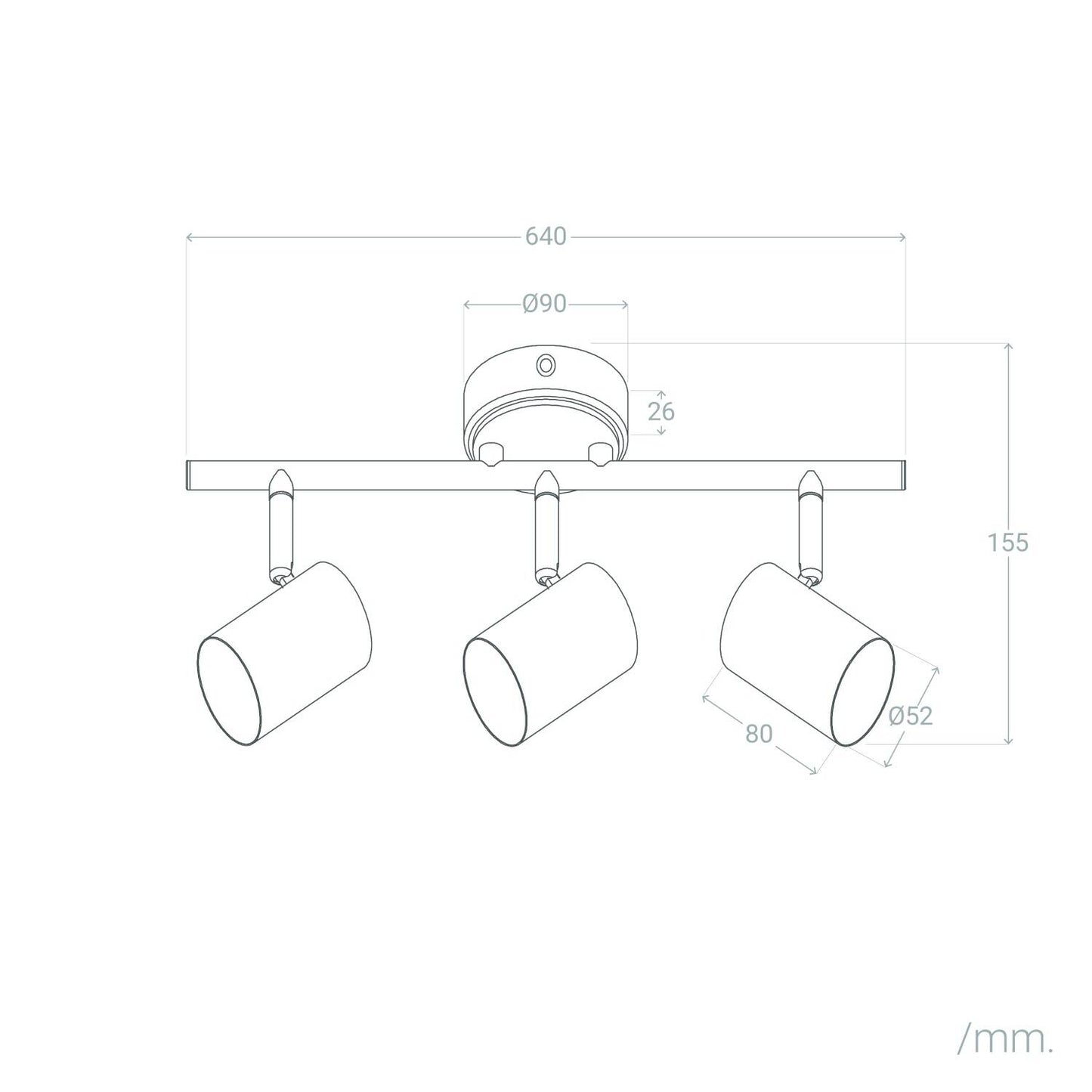 Lámpara de Techo Orientable Madera 3 Focos Olmo