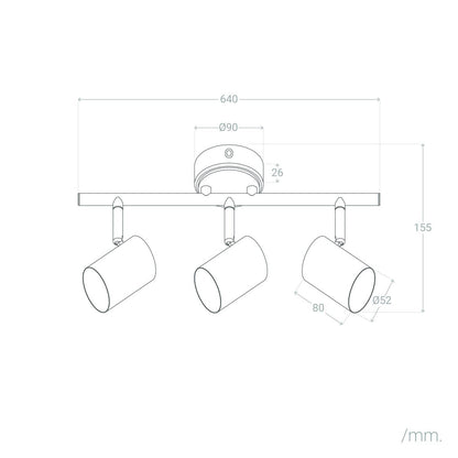 Lámpara de Techo Orientable Madera 3 Focos Olmo
