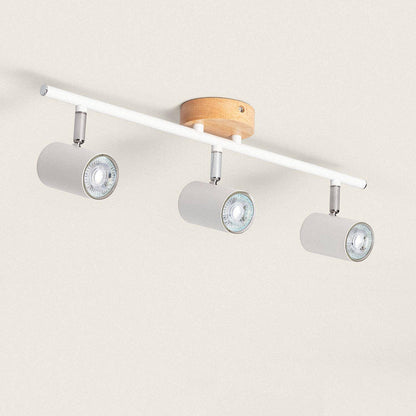 Lámpara de Techo Orientable Madera 3 Focos Olmo
