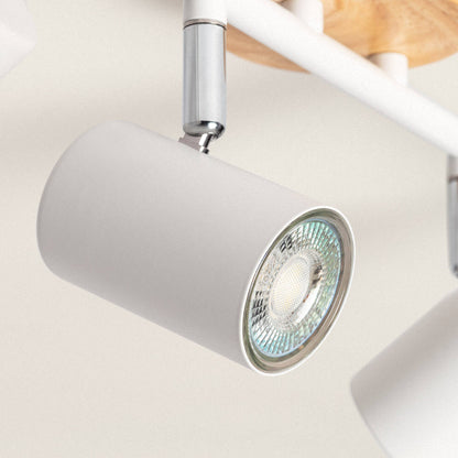 Lámpara de Techo Orientable Madera 4 Focos Olmo