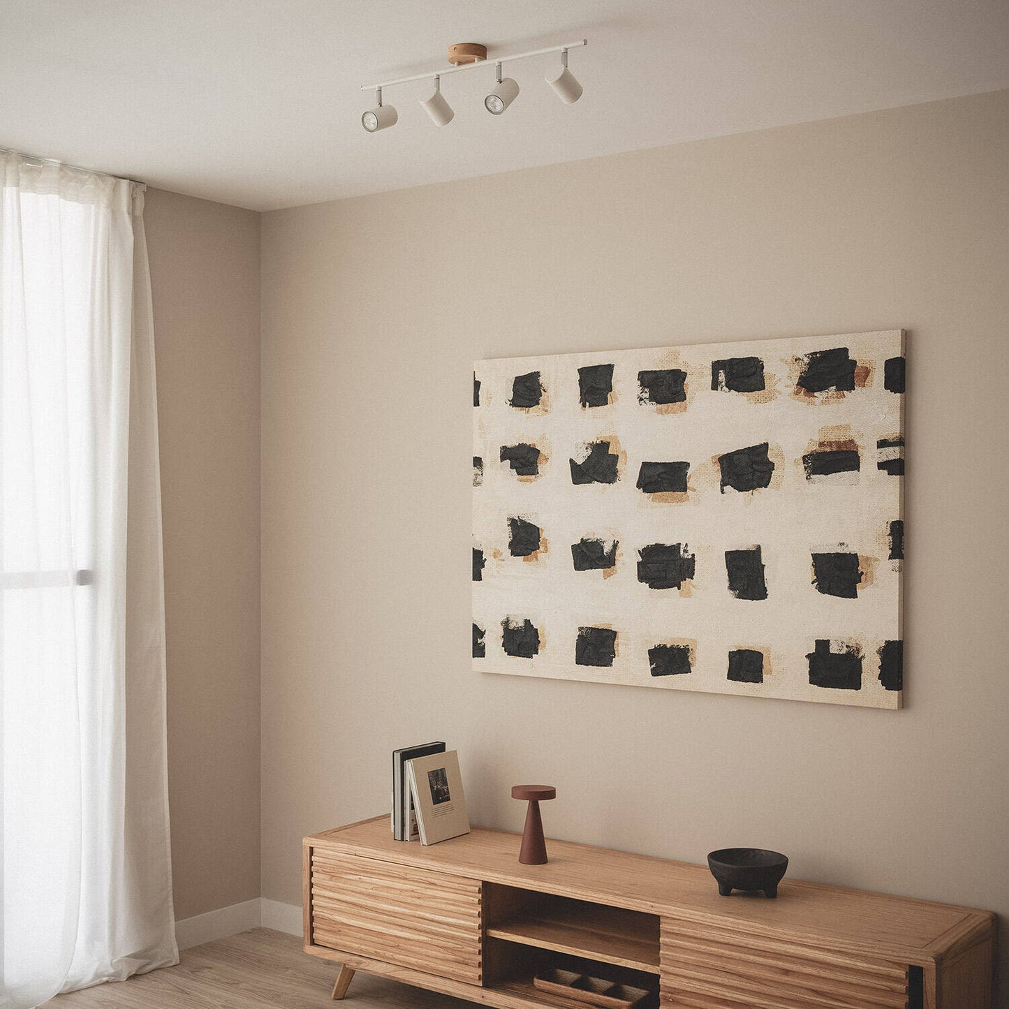 Lámpara de Techo Orientable Madera 4 Focos Olmo