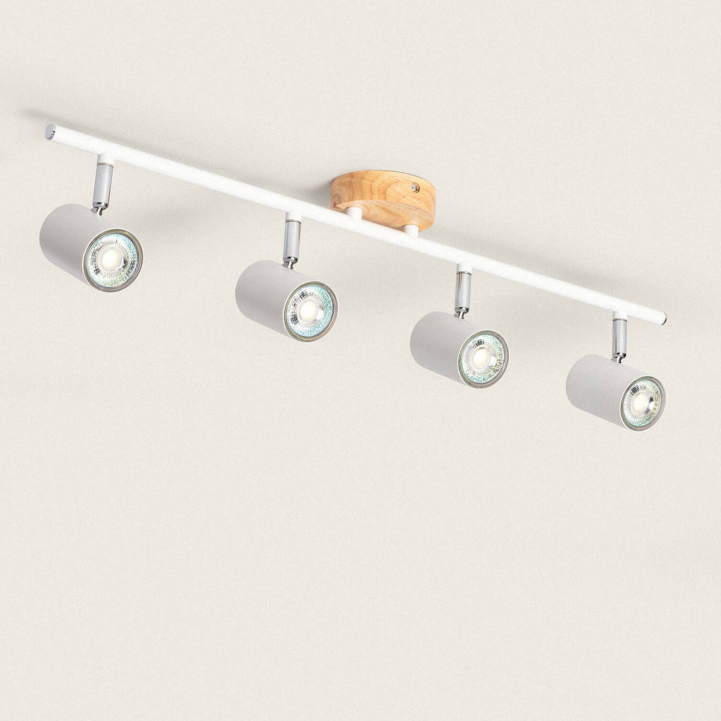 Lámpara de Techo Orientable Madera 4 Focos Olmo