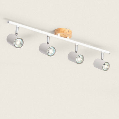 Lámpara de Techo Orientable Madera 4 Focos Olmo