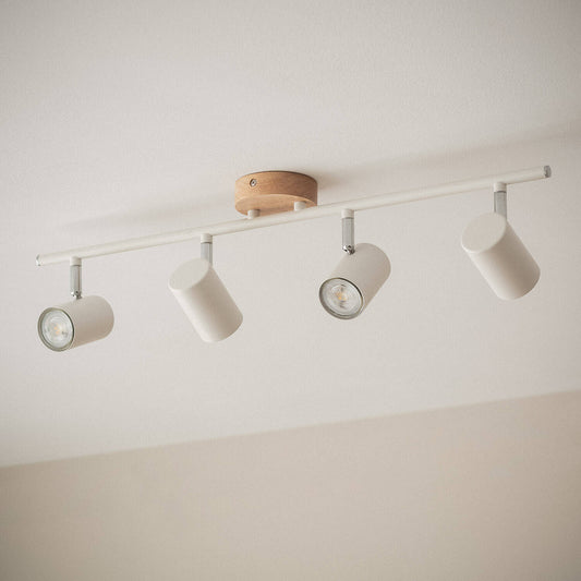Lámpara de Techo Orientable Madera 4 Focos Olmo