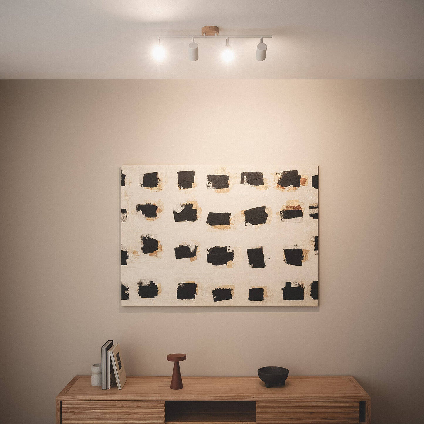 Lámpara de Techo Orientable Madera 4 Focos Olmo