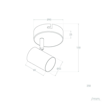Lámpara de Techo Orientable Metal 1 Foco Albus Black