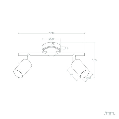 Lámpara de Techo Orientable Metal 2 Focos Albus Black