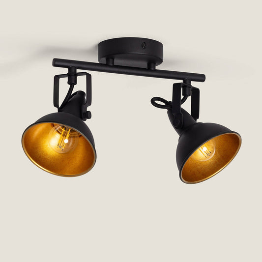Lámpara de Techo Orientable Metal 2 Focos Negro Emer