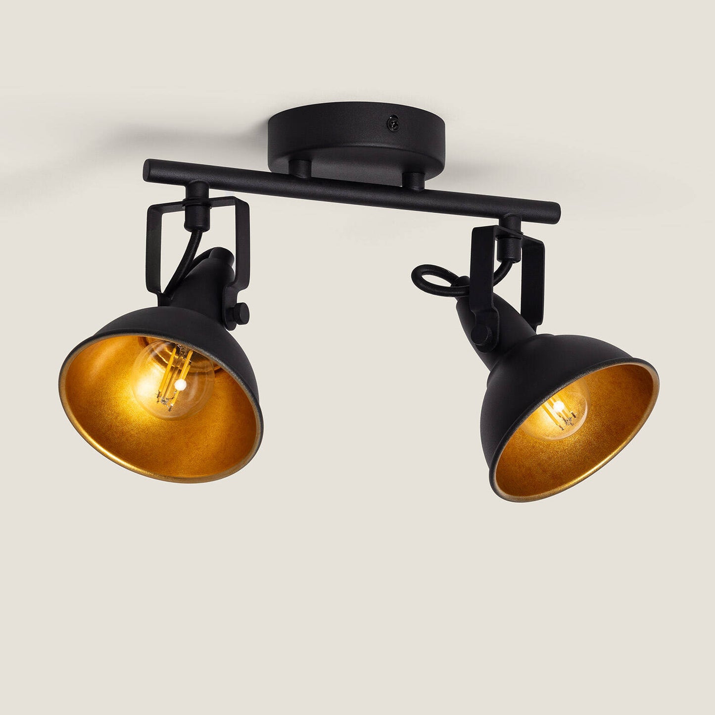 Lámpara de Techo Orientable Metal 2 Focos Negro Emer
