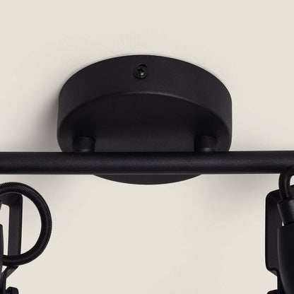 Lámpara de Techo Orientable Metal 2 Focos Negro Emer