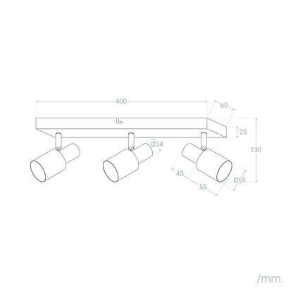 Lámpara de Techo Orientable Metal 3 Focos Ciro Black Rose Large