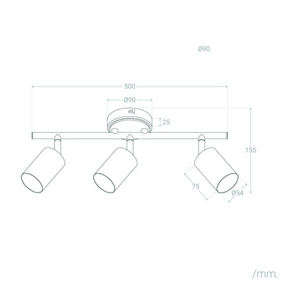 Lámpara de Techo Orientable Metal 3 Focos Albus Black