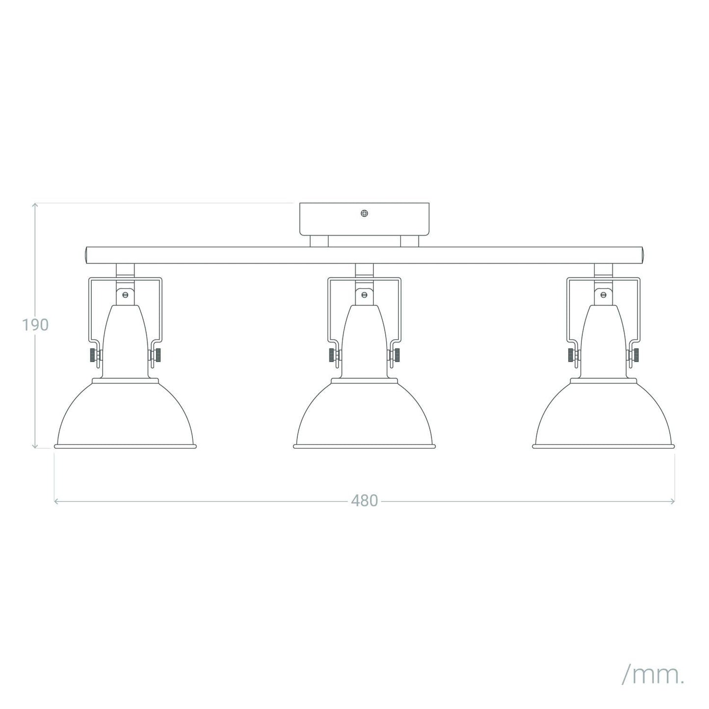 Lámpara de Techo Orientable Metal 3 Focos Negro Emer