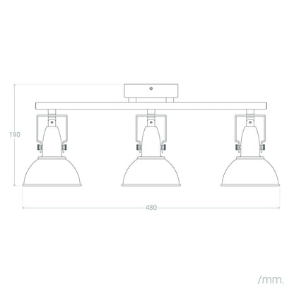 Lámpara de Techo Orientable Metal 3 Focos Negro Emer