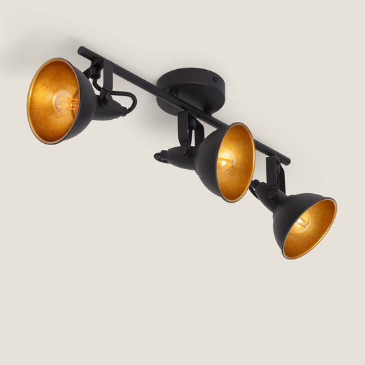 Lámpara de Techo Orientable Metal 3 Focos Negro Emer