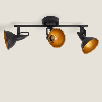 Lámpara de Techo Orientable Metal 3 Focos Negro Emer