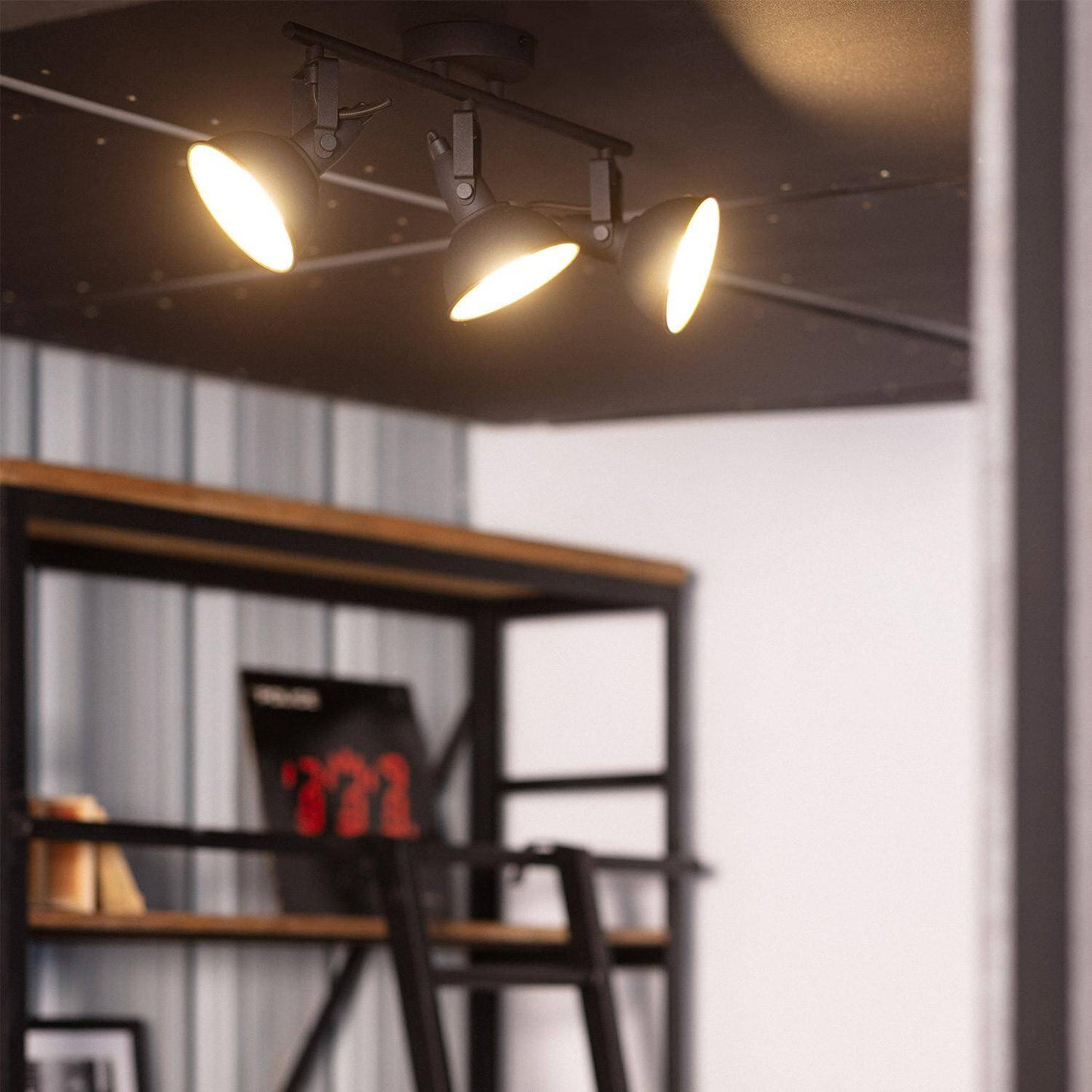 Lámpara de Techo Orientable Metal 3 Focos Negro Emer