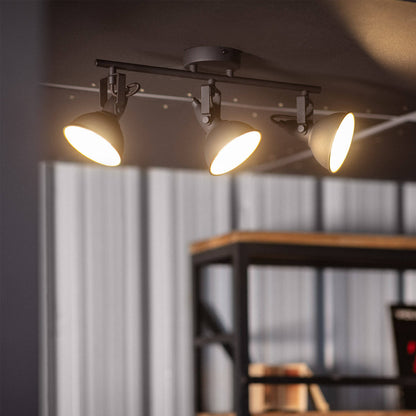 Lámpara de Techo Orientable Metal 3 Focos Negro Emer