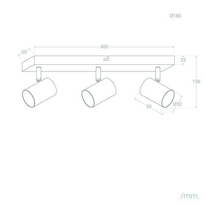 Lámpara de Techo Orientable Metal 3 Focos Wuedy