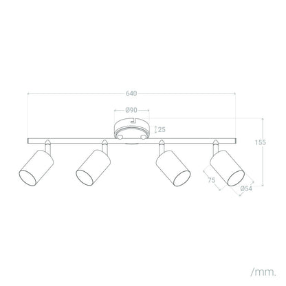 Lámpara de Techo Orientable Metal 4 Focos Albus Black