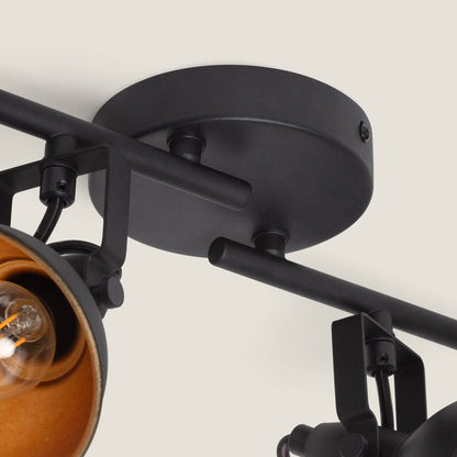 Lámpara de Techo Orientable Metal 4 Focos Negro Emer