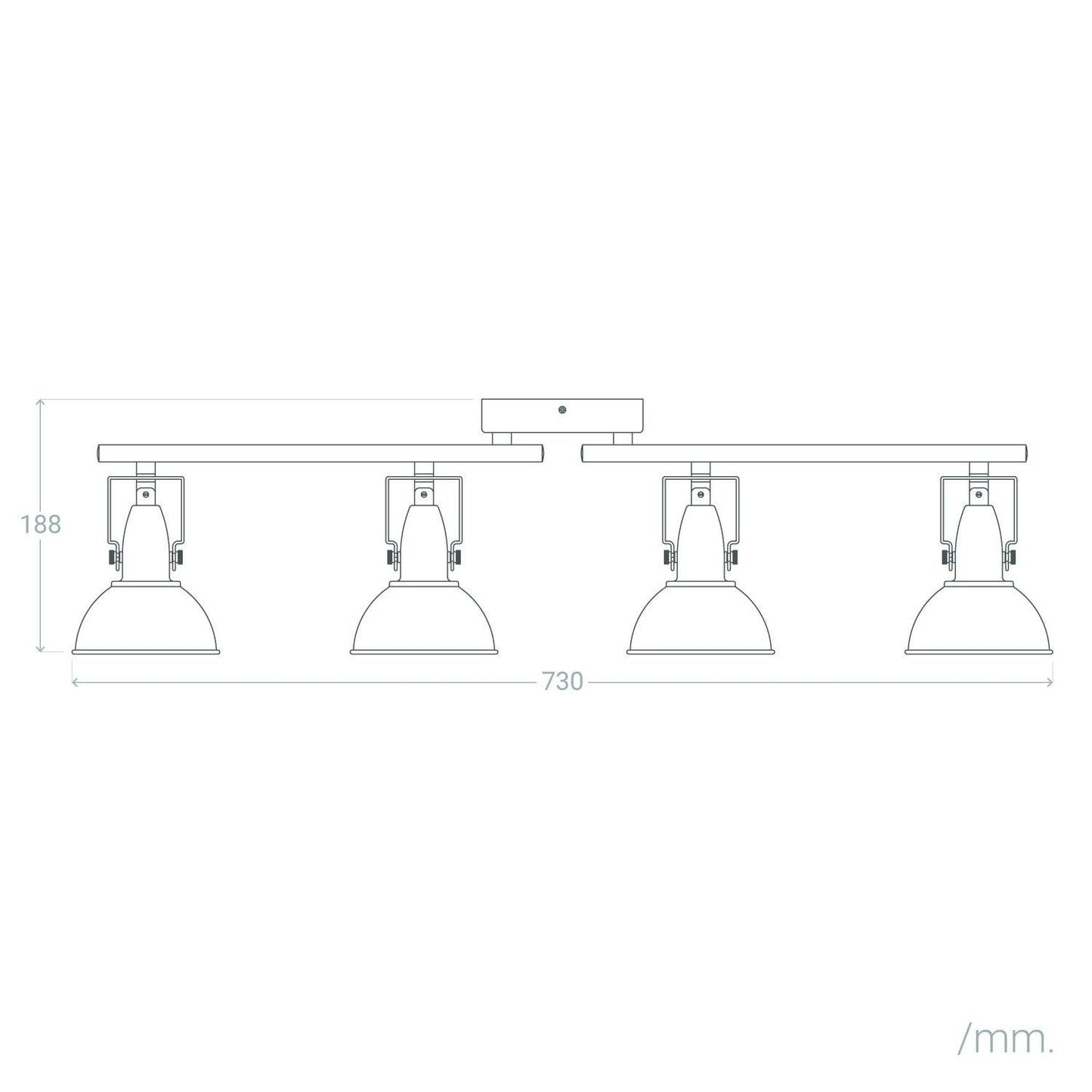 Lámpara de Techo Orientable Metal 4 Focos Negro Emer