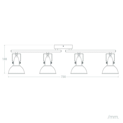 Lámpara de Techo Orientable Metal 4 Focos Negro Emer
