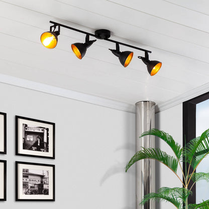 Lámpara de Techo Orientable Metal 4 Focos Negro Emer