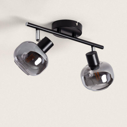 Lámpara de Techo Orientable Metal y Cristal 2 Focos Romsy