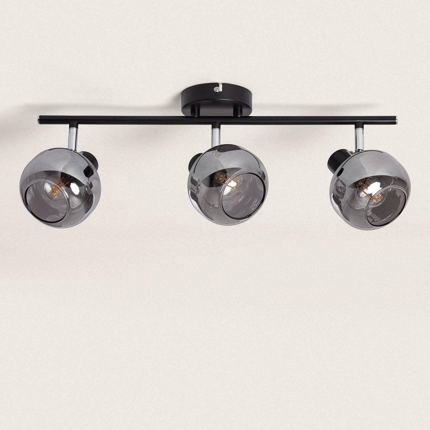 Lámpara de Techo Orientable Metal y Cristal 3 Focos Romsy