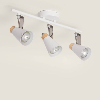 Lámpara de Techo Orientable Metal y Madera 3 Focos Mara