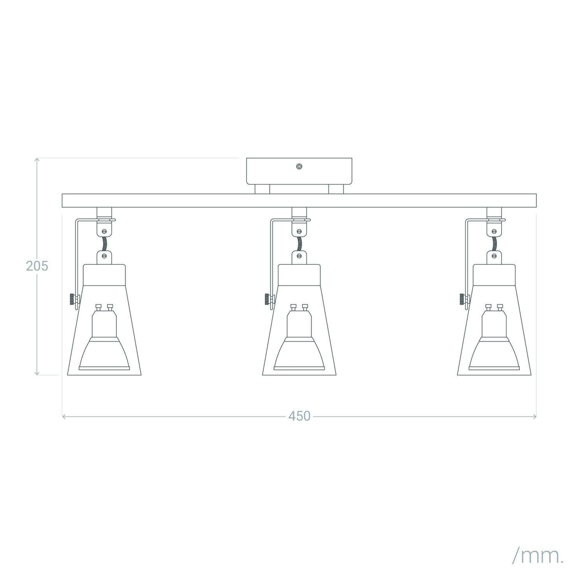 Lámpara de Techo Orientable Metal y Madera 3 Focos Mara